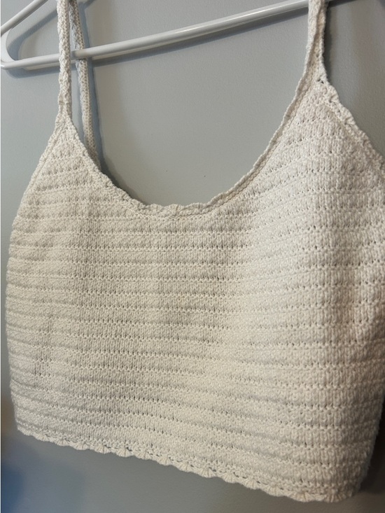 aerie Tops - aerie Cream Crochet Knit Crop Cami